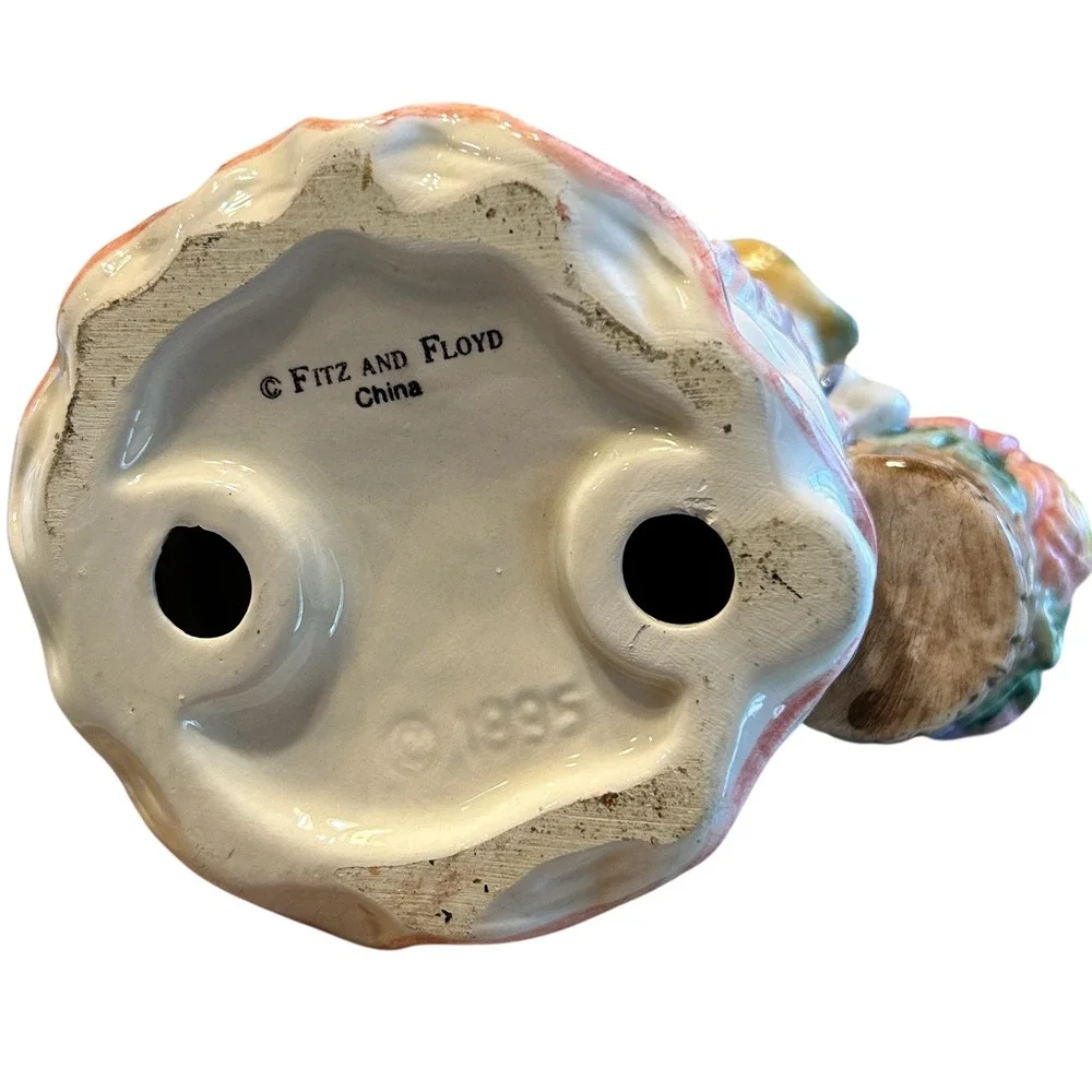 Fitz and Floyd Ceramic Bunny Girl Vase with‎ Glass Insert 1995 Cottagecore